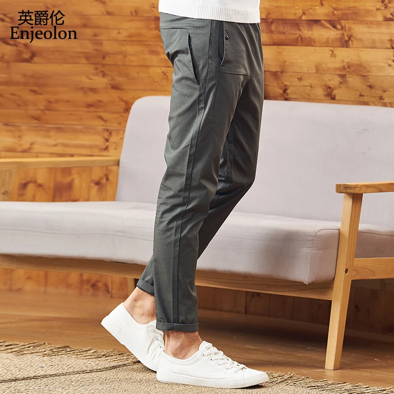 

Enjeolon Brand Summer Long Trousers Pants Men Solid Color Casual Pants For Men High Quality Casual Straight Pants Males K6822