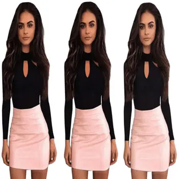 

Womens Ladies Scoop Neck Sexy Women Long Sleeve Bodycon Bandage Jumpsuit Sexy Short Romper Tops