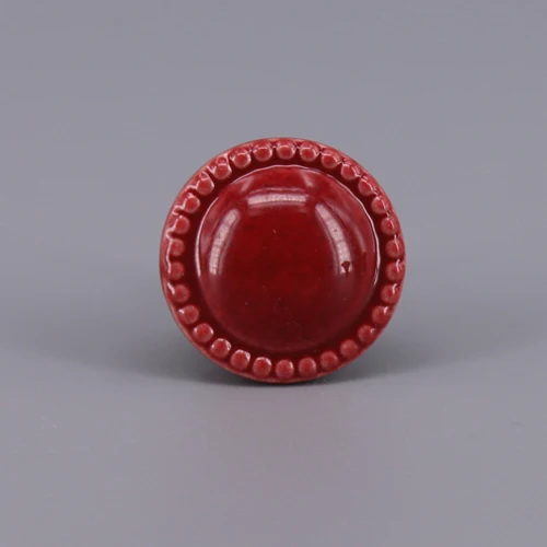 12 шт круглая кнопка керамическая мебель кухонная фурнитура ящик фарфора ручки для шкафа и ручки для шкафа фурнитура - Цвет: Красный