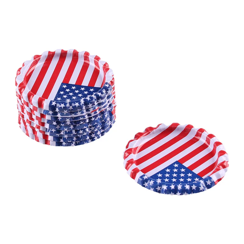 

100pcs USA Flag Flat Double Sided Colored 1" Rustless Bottle Caps lid Scrapbooking DIY Pendant Embellishment Crafts
