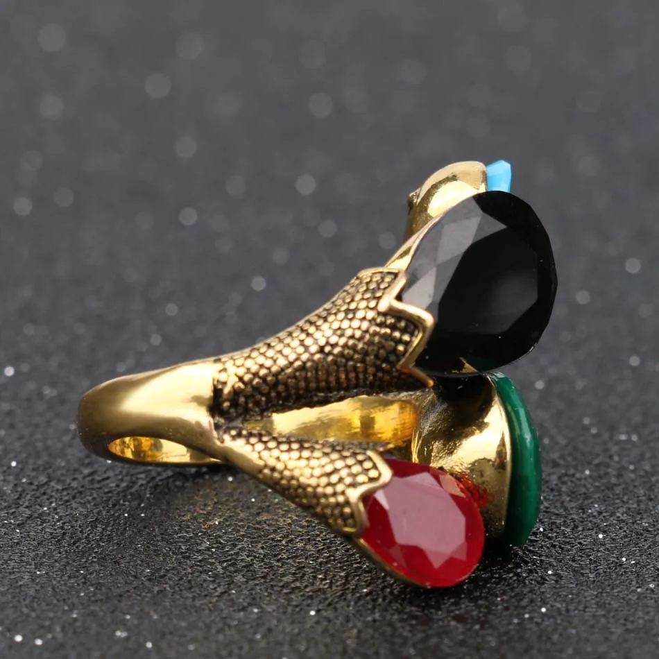Free Shipping Bohemian Flower Bud Wedding Rings For Women Vintage Resin Antique Gold Ring Party Accessories Fashion Jewelry 2018