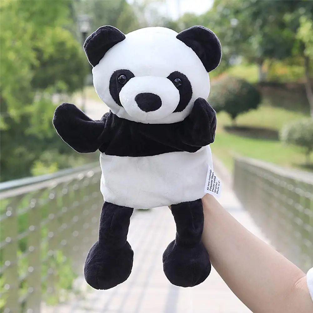 Animal Hand Puppet Dolls Plush Pig Panda Hand Doll Learning Baby Toys Puppets 30cm Hand Puppets Plush Game Doll Stuffed Toy - Цвет: panda