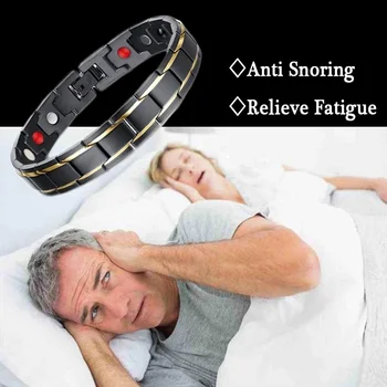 

Men Magnetic Therapy Bracelet Classic Titanium Steel Anti-snoring Health Care All-shipping