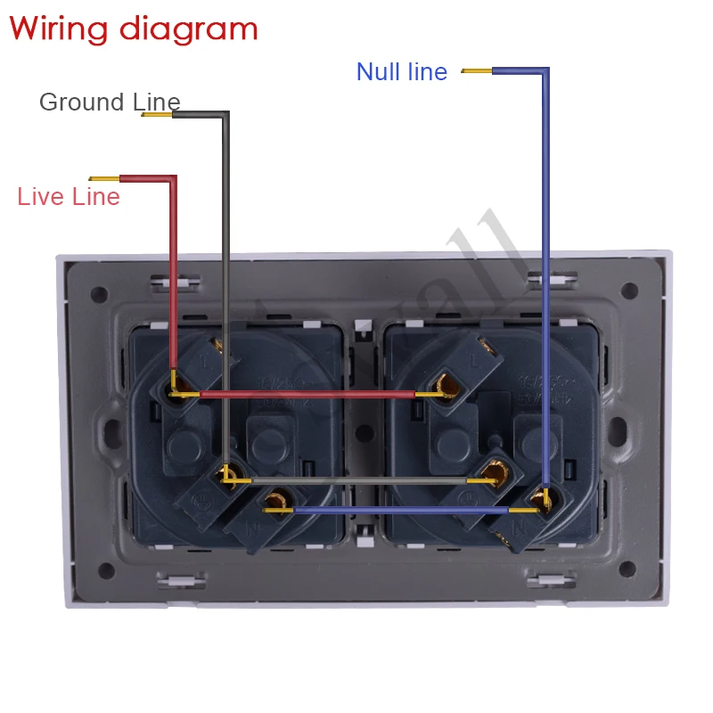 COSWALL Высокое качество стены Мощность Двойной разъем заземлен, 16A ЕС стандартный Электрический двойной выход 146 мм* 86 мм