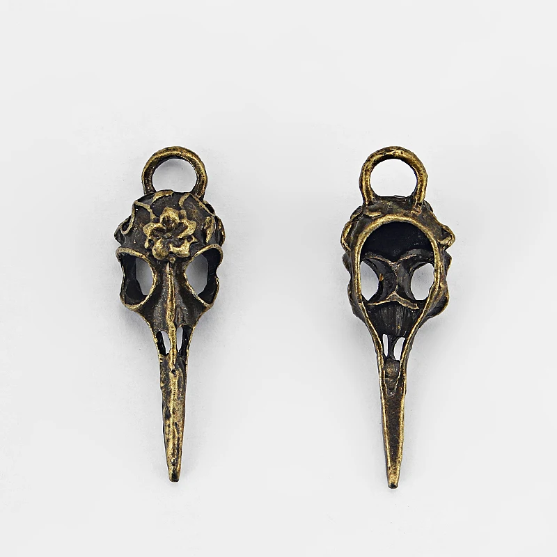 10 шт. ворона Птица Череп Кулон для ожерелья Фурнитура|antique silver|antique bronze pendantbronze