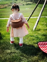 Children's BackPack Basket Handmade Straw Rattan Shoulder Bag Girls Summer Beach Bag Bicycle Bike Front Storage Basket Picnic