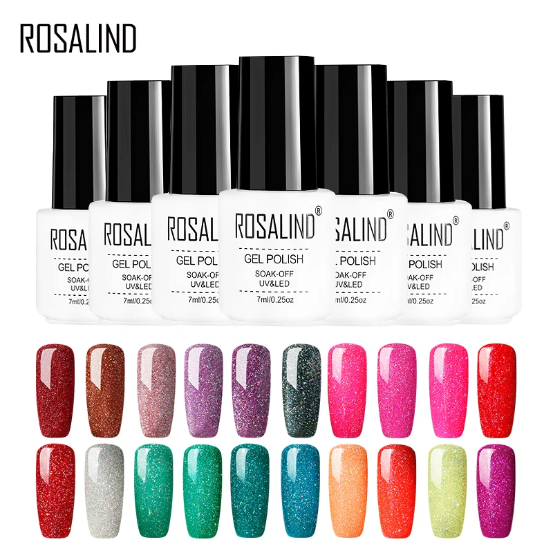 Гель лак для ногтей ROSALIND 1 шт. блеск радужная серия Полупостоянный дизайна база и