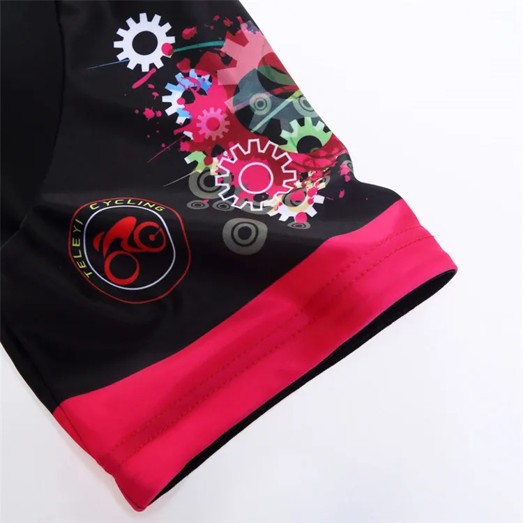 15 Black with Fashion Flower Printing Bicycle Jersey Set Outdoor Sportswear Short Sleeve Suite Quick Dry Ropa Ciclismo (4)