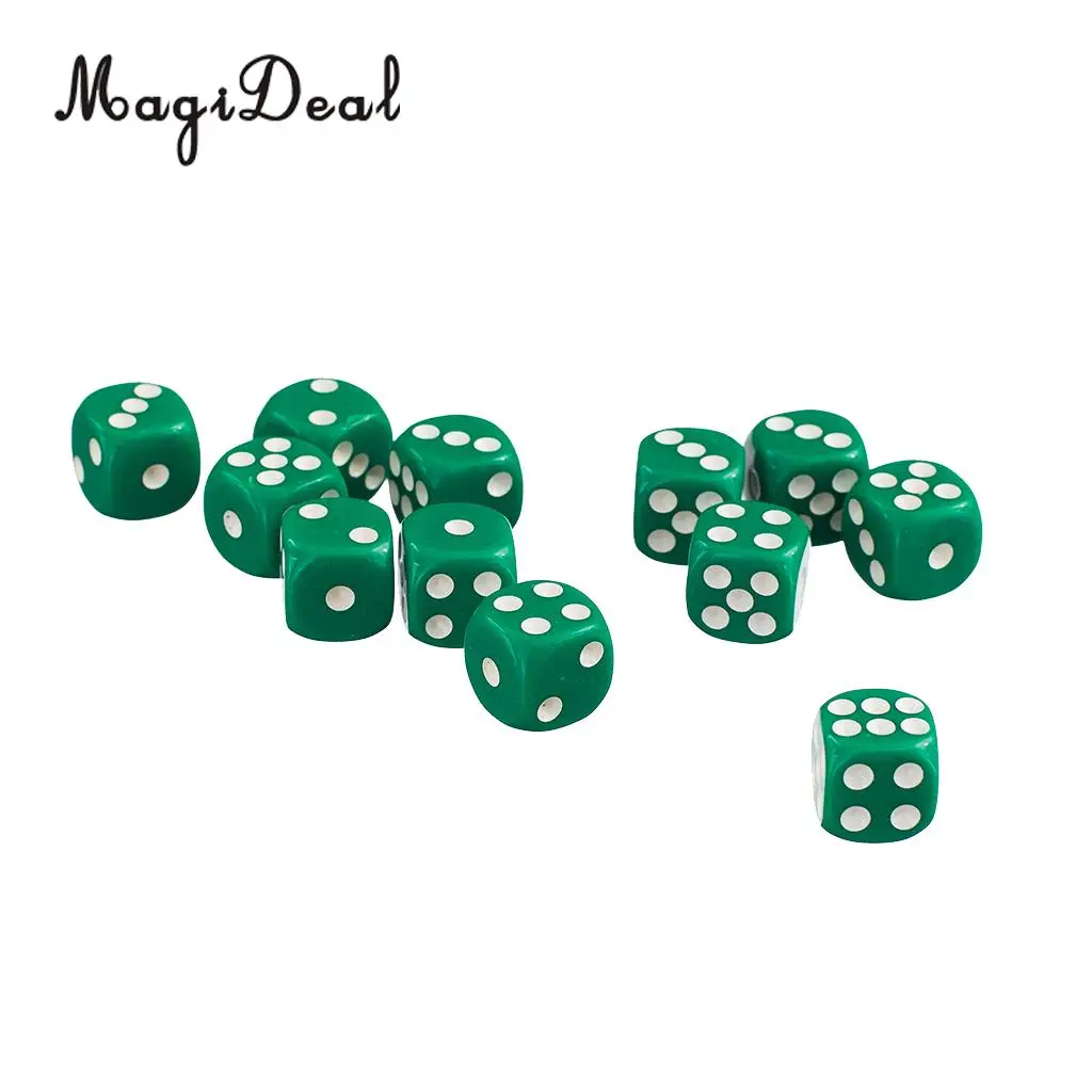 MagiDeal 50x12mm Opaque Acrylic Six Sided Spot Dice D6 for Friends Family Party Club Play D&D RPG TRPG Games Funny Toys 7 Colors