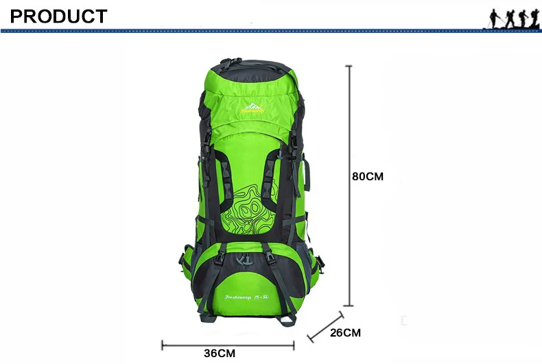80L Outdoor Backpack Unisex Large Professional Mountaineering Backpack Waterproof Nylon Bags Climbing Hiking Camping Rucksack