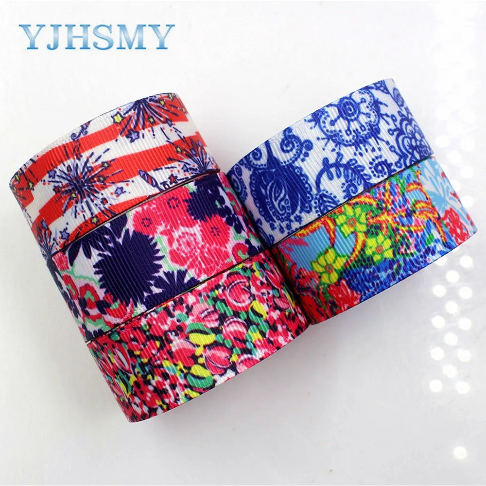 YJHSMY D-171208-480 10 ярдов 22 мм цветы напечатаны grosgrain ленты DIY ручной работы аксессуары