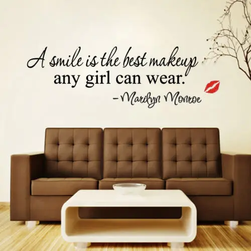 Quote-A-smile-is-the-best-makeup-DIY-Wall-Sticker-Removable-Home-Room-Decor-PVC