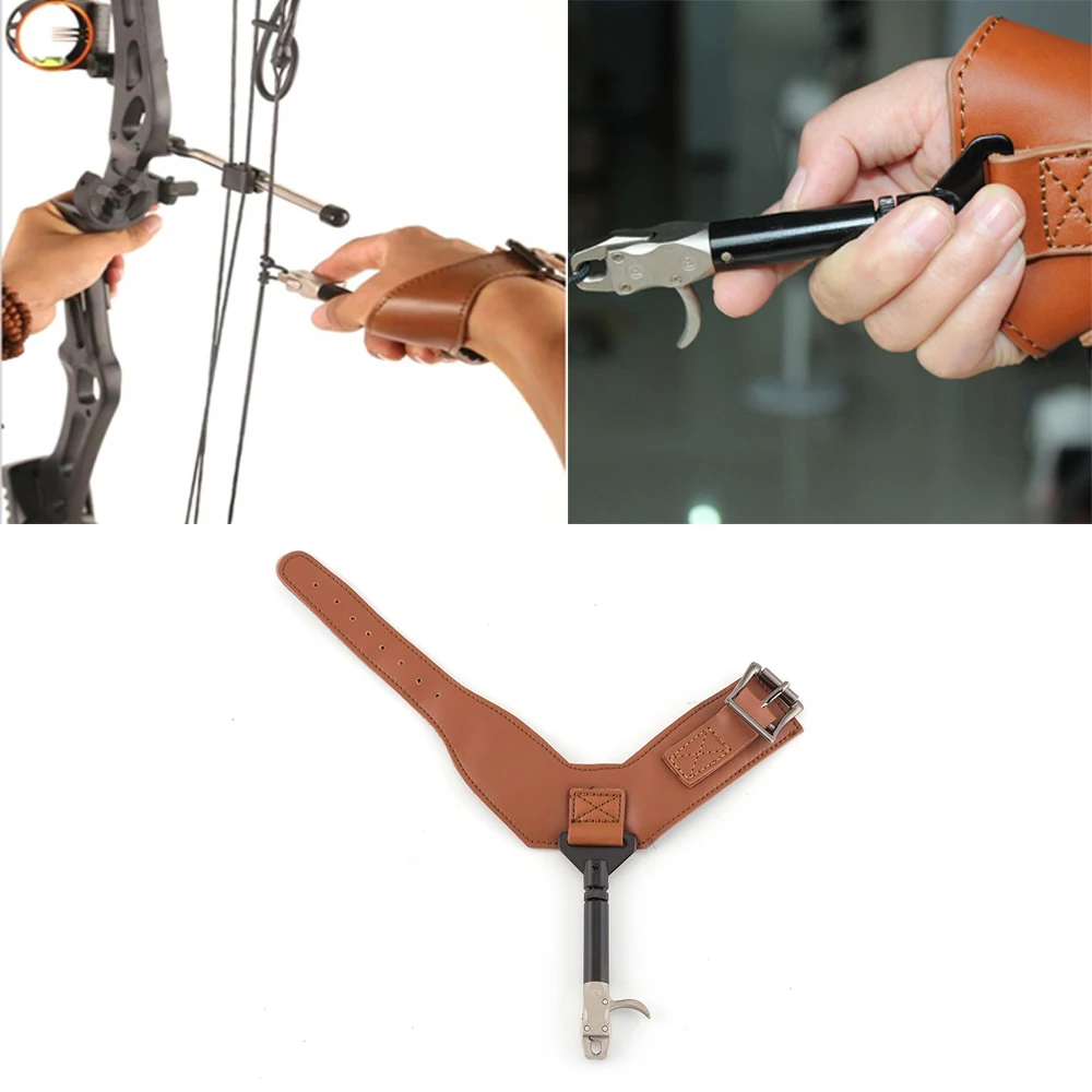 

Leather Release Aids Adjustable Strap Hunting Arrow Archery Accessories Shooting Compound Bow