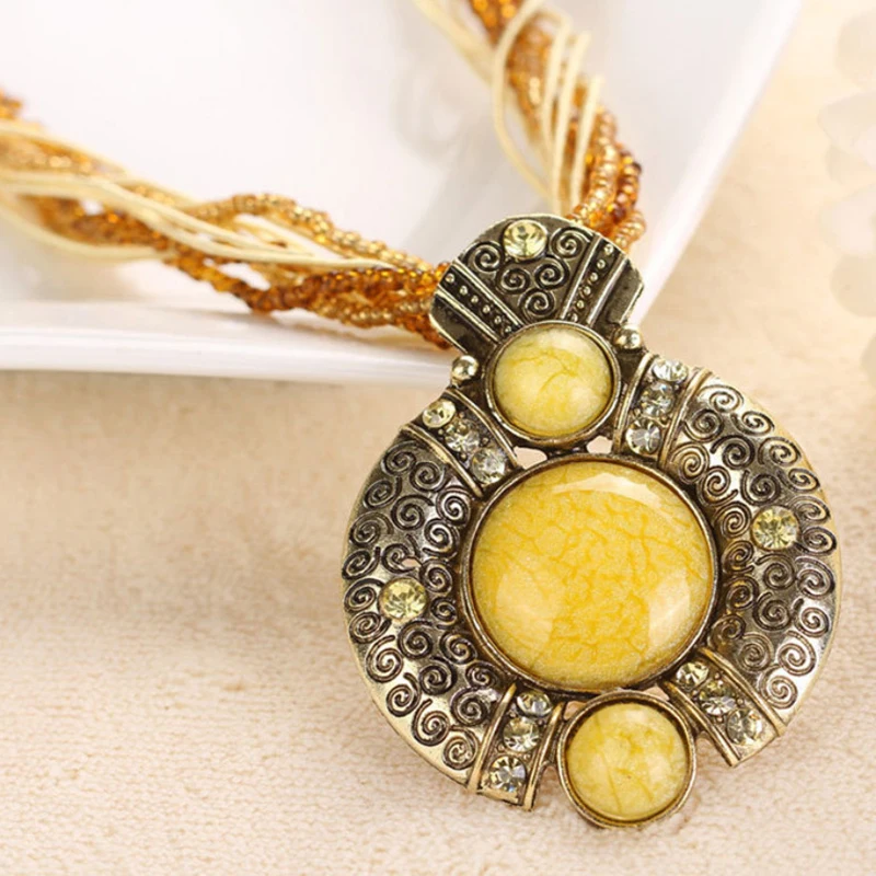 F& U винтажное ювелирное ожерелье модное популярное многослойное ожерелье в стиле ретро в богемном стиле с бусинами Цепочка с кристаллами