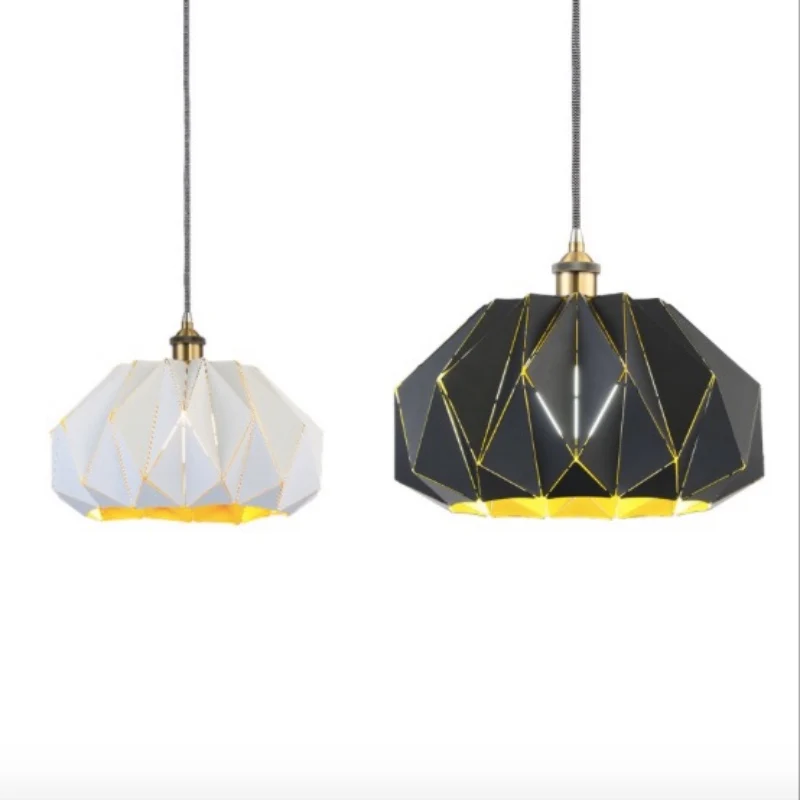 Post-modern Black/White Geometric Iron Led E27 Pendant Light for Dining Room Bar Restaurant Living Room Deco Lamp 2175