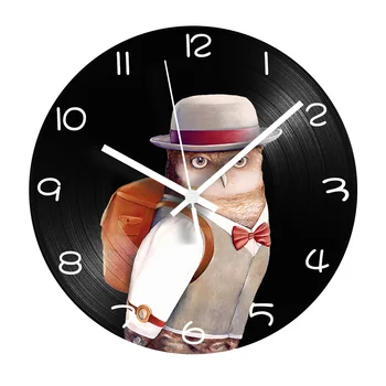 

Owl Vinyl Record Clock Living Room Shabby Chic Digital Number Wall Clock + Silent Clock Mechanism Decorative Wall Watch
