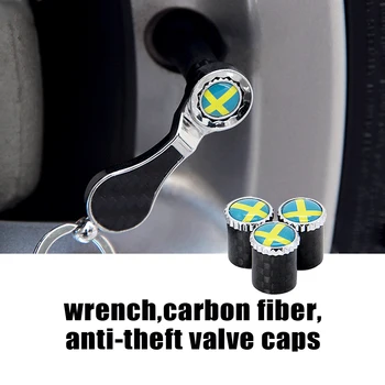 

Carbon Fiber Wheel Tire Valve Caps With Keychain For Swedish Flag Logo Volvo V40 V50 V60 V70 S60 S80 S90 Xc60 Xc90 S80 XC80 SAAB