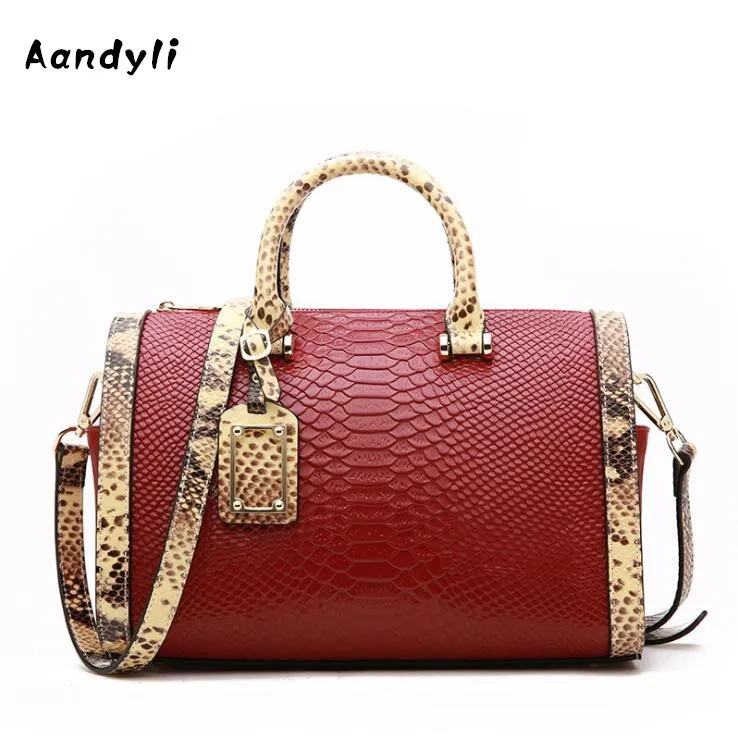 

Serpentine Boston Handbags Women European Fashion Single Shoulder Bag Leather bags