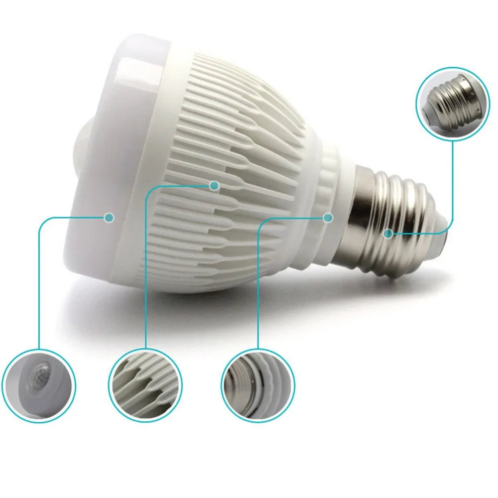 E27 5 Вт светодиодный Ночная лампочка инфракрасный PIR датчик движения светодиодный светильник 85-265 в для дома коридора прихожей гаража