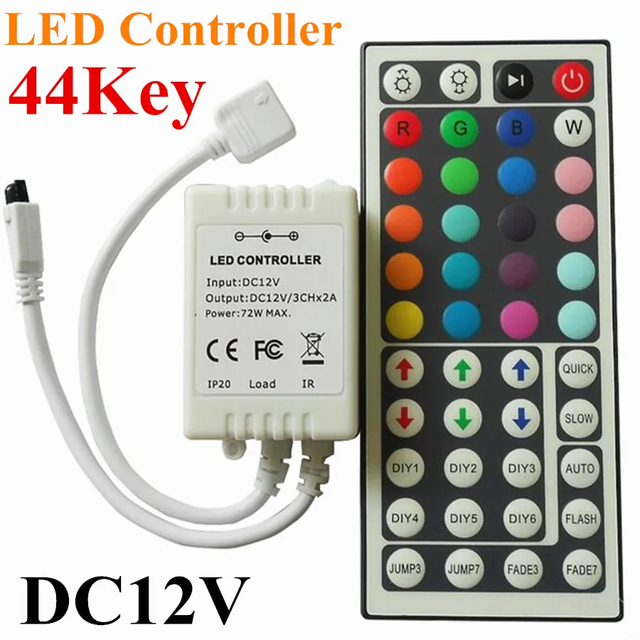 12 В 44Key ИК-Пульт для SMD 3528 5050 RGB LED Полосы Света Мини Cnontroller бесплатная доставка |