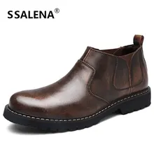 Winter Boots Men Classical Men Slip On Genuine Leather Tactical Boots Light Male Shoe Size Eu 38-44 AA20204