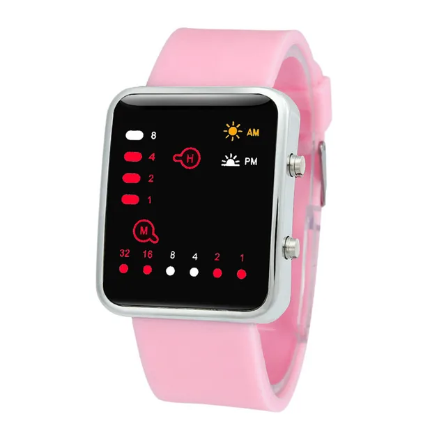 Women Mens Digital Red LED Sports Watch Binary Wristwatch Silicone Store Sales P Women Mens Digital Red LED Sports Watch Binary Wristwatch Silicone Store Sales P