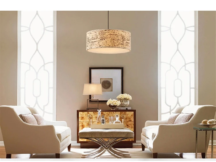 Простой современный подвесной светильник из льняной ткани в скандинавском стиле для столовой, спальни, кабинета, бара, одного круглого дизайна, подвесные лампы ZS115