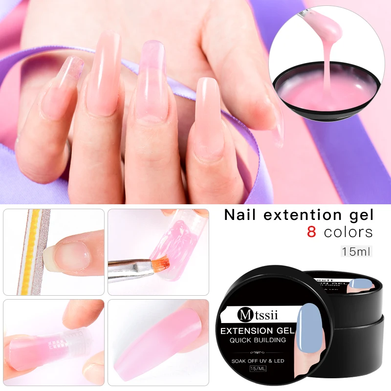 

Mtssii 15ML Semi-transparent Builder LED Gel Clear Pink Nail Building Extending UV LED Builder Gel Manicure Tools