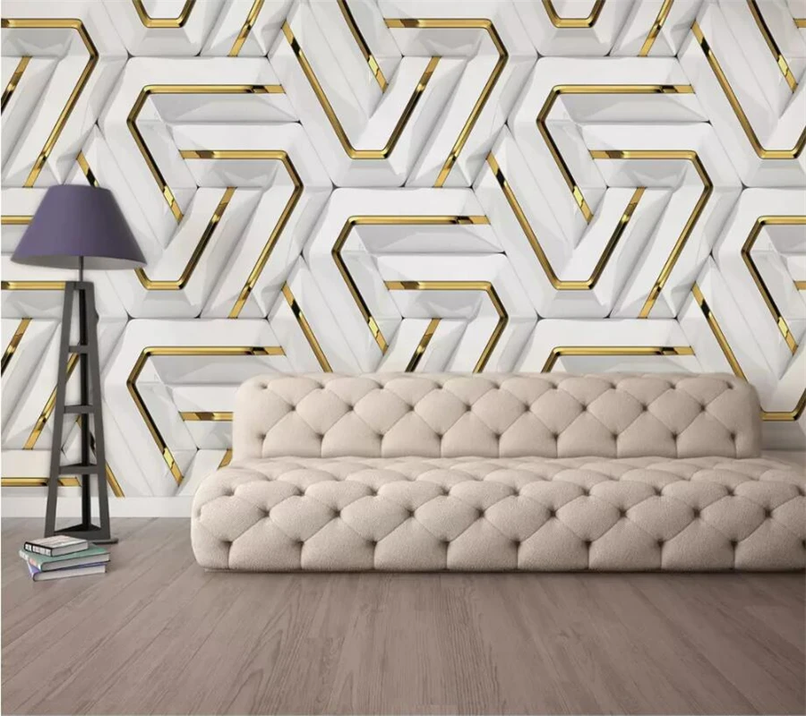 Beibehang пользовательские обои 3D papel де parede сплошной геометрический узор задний план стены золото абстрактная гостиная спальня обои