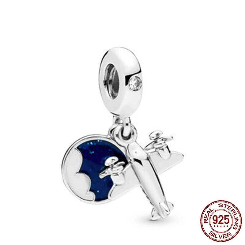 

925 Sterling Silver Beads Propeller Plane Pendant Charms fit Original Pandora Bracelets Women DIY Jewelry
