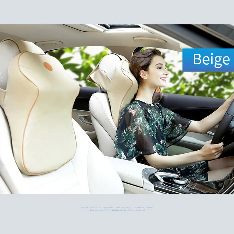 

3D Memory Foam Car Neck Pillow Adjustable Head Restraint Auto Headrest Travel Pillow Neck Support Holder Seat Covers Leather