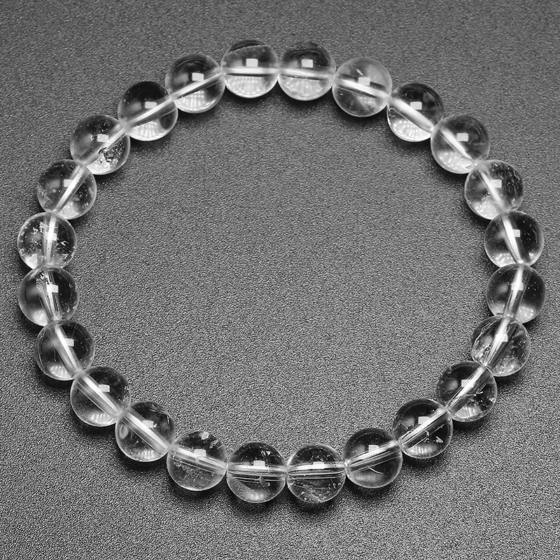 Естественные белые прозрачные Камни кварца камень круглые бусины ручной работы эластичный для женщин мужчин браслет Исцеление энергии подарок ювелирные изделия - Цвет камня: Beads 8mm