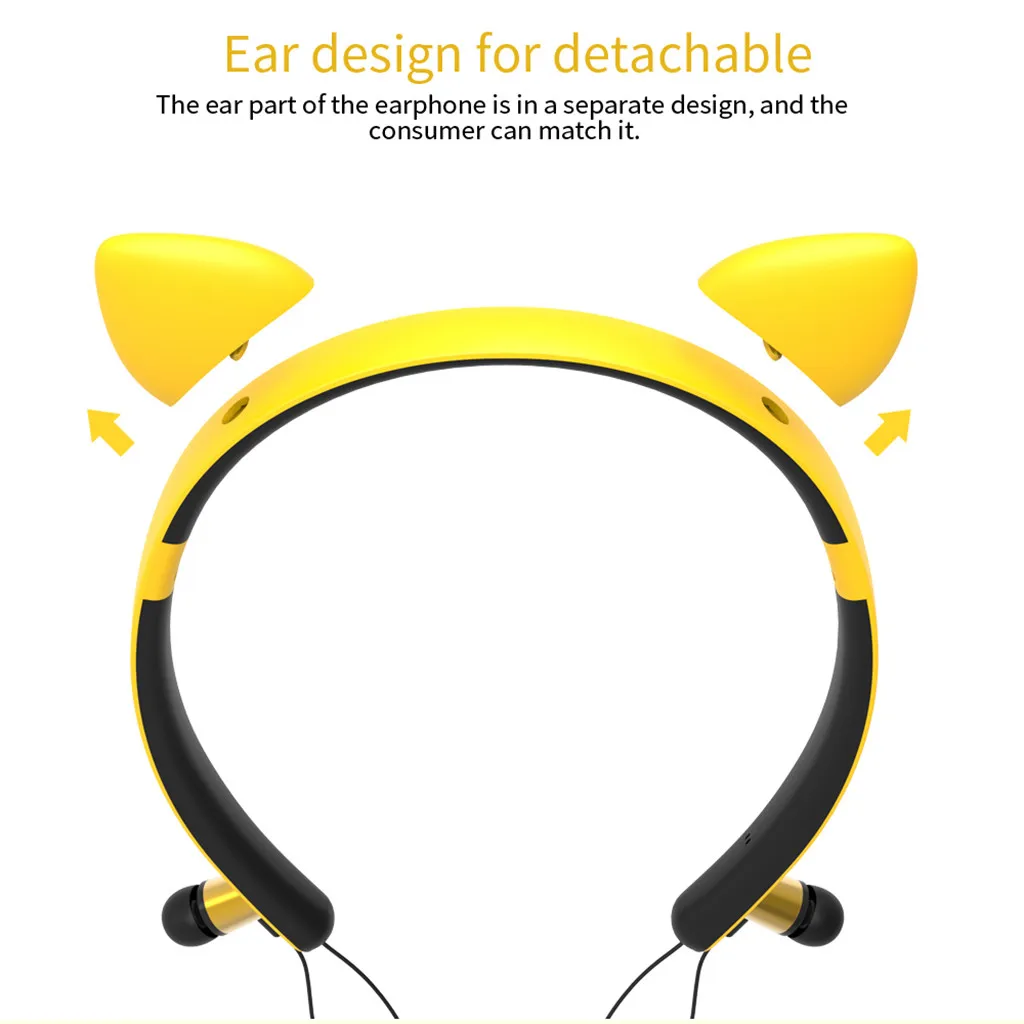 Кошачьи уши LED магнитные притяжения HIFI стерео наушники Bluetooth 4 2