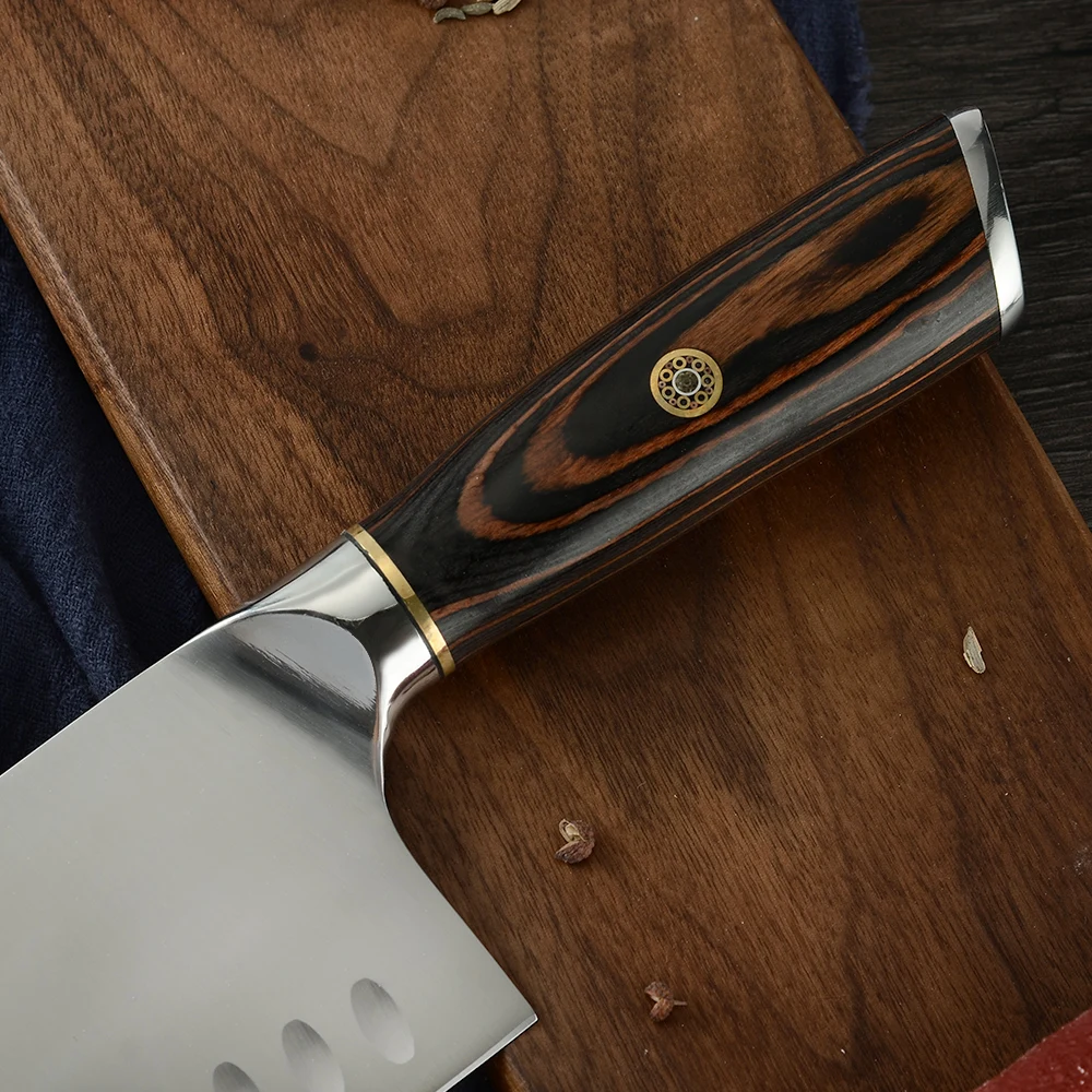 Нож Santoku из нержавеющей стали AINZUO 7,5 дюймов 5Cr15 стальной нож дизайн двойного назначения для разделки и резки кухонного ножа