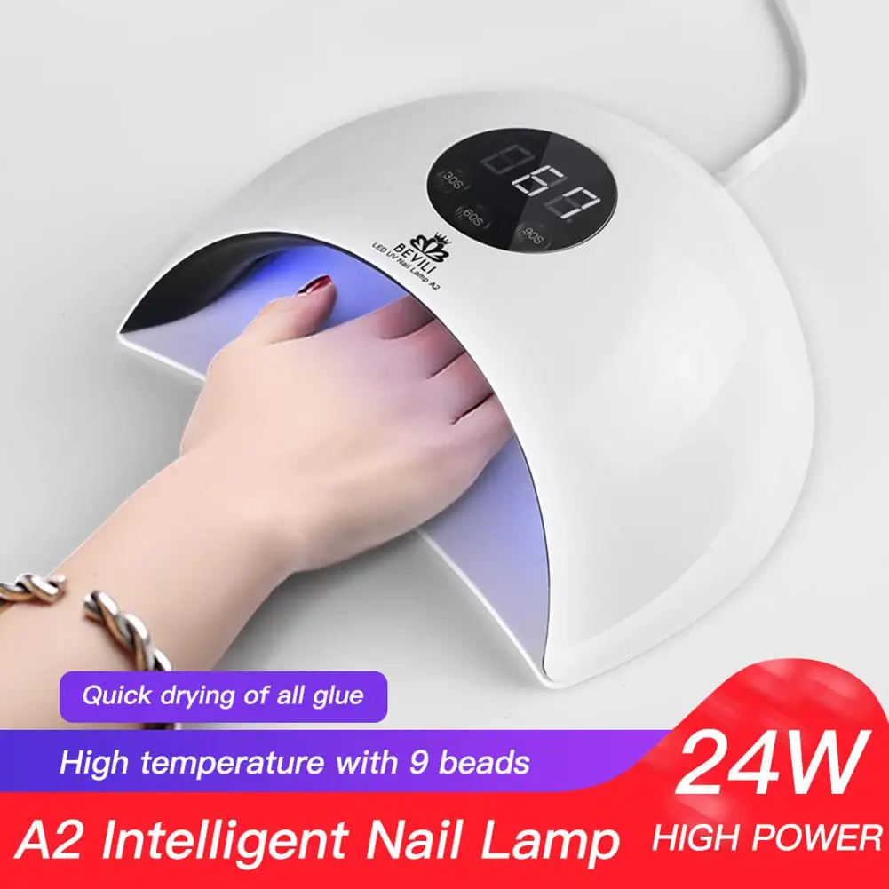 24 Вт профессиональный uv led Сушилка для ногтей Nail Art домашнего и салонного ухода Гель-лак для ногтей 30С 60С 90 s таймер ЖК-дисплей подсветка витрины ногтей, для маникюра