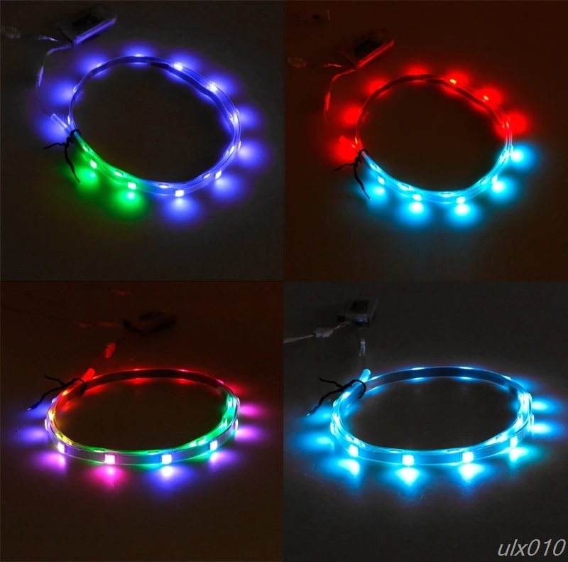 Светодиодный ленточный светильник 1 пара 65CMX2 RGB SMD3528 водонепроницаемая гибкая