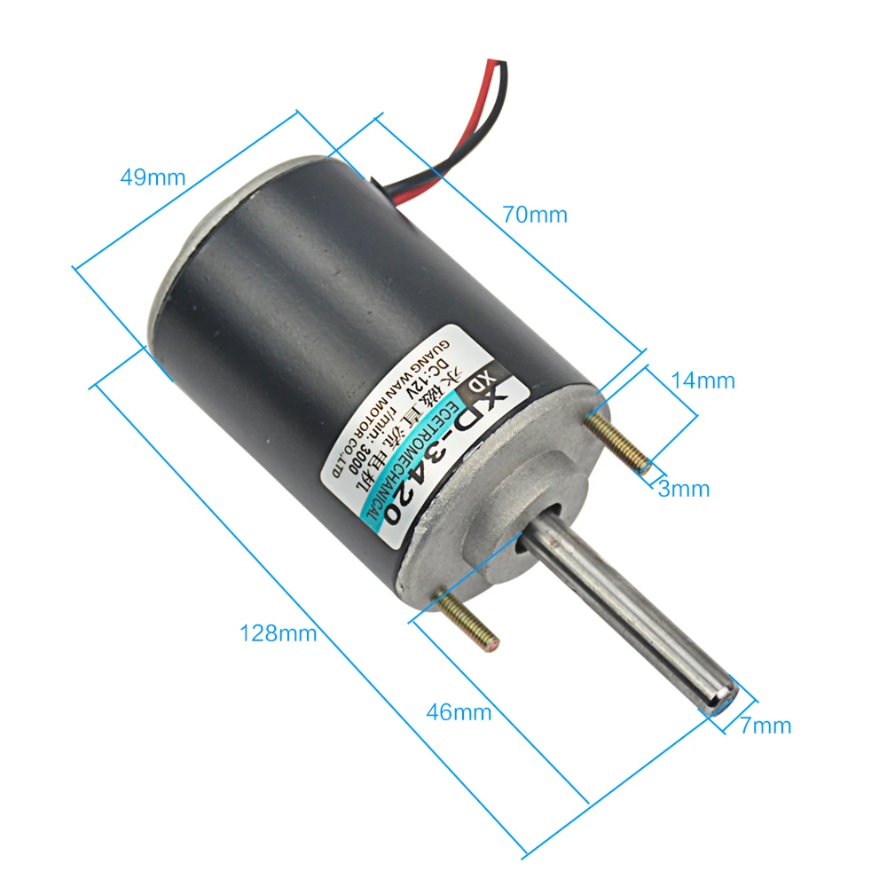24V 30W CW//CCW Motore Magnete Permanente Regolabile DC ad Alta Velocit/à Motore Reversibile a Basso Rumore per Generatore XD-3420 12V 24V 6000RPM