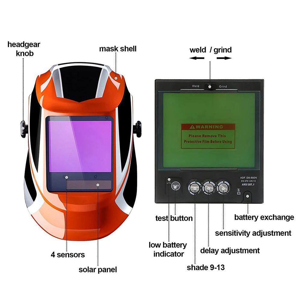 Solar Auto Darkening Welding Mask Welder Hood Helmet for Mig Tig Arc Welder