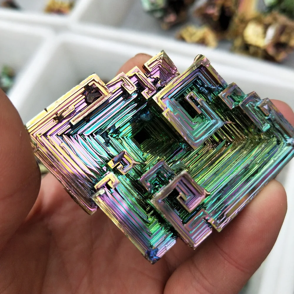 Прямая поставка 20 г немецкий натуральный кварцевый кристалл радуги {bismuth} образец