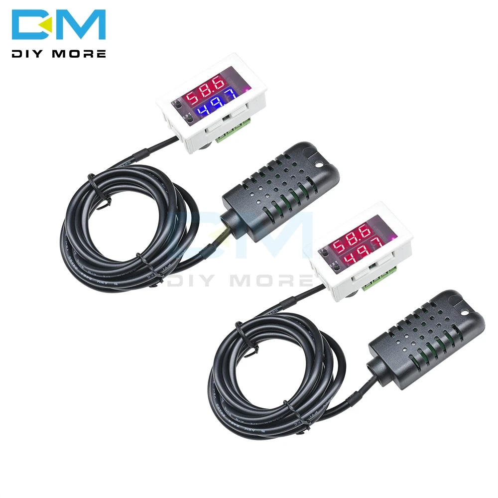 

W2062C Intelligent High Precision Dual Display Digital Humidity humidification Controller DC 12V 24V 10A Red Blue 1.5m Probe