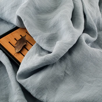 

High quality flax material Nordic Blue tissus Shirt, jacket, gown and dress fabric