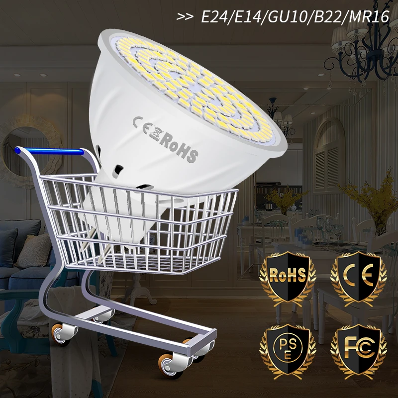 6 piezas GU10 lámpara LED GU5.3 MR16 bombilla LED 220 V 48 60 80 LEDS B22 Lampada LED E27 bombilla LED E14 home luz 4 W 6 W 8 W