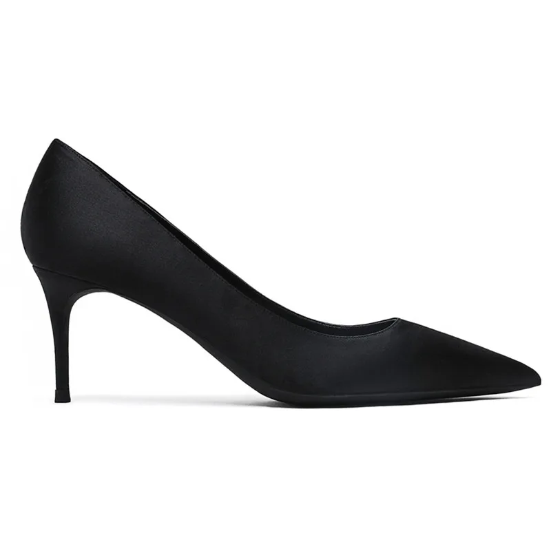 KATELVADI/женские туфли-лодочки женские туфли на шпильке 6,5 см; chaussure femme Talon; черные свадебные туфли на высоком каблуке K-327 - Цвет: Черный