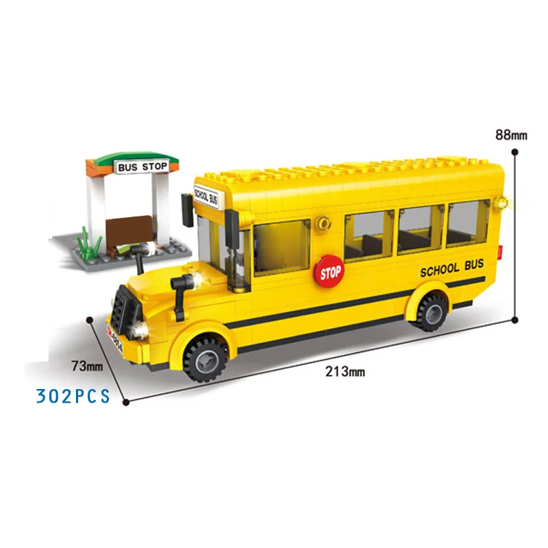 Городской городской транспортный блок авторемонт магазин школьный автобус корабль грузовик автомобиль кирпичи очиститель рабочий водитель фигурки развивающие игрушки
