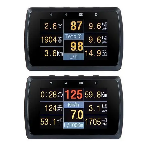 Car OBD2 Gauge With Holder Driving Speed Meter Water Temperature