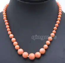 SALE 6-11mm Round Natural High Quality Pink Coral 17'' Necklace -nec5954 Wholesale/retail Free shipping fast shipping stunning 8rows 6mm round crude pink coral necklace g165