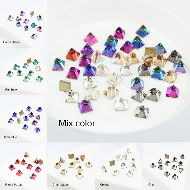 

30pc Crystal AB 3D Nail Art Rhinestones Gems Flatback Stones DIY Decor Manicure Diamond Jewelry Square Cone Shapes For Nails