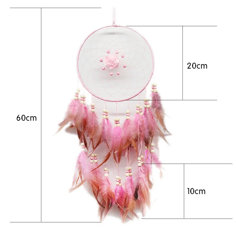 Atrapasueños Rosa decoración colgante de pared adorno de plumas estilo tradicional atrapasueños gran Color rosa blanco Atrapasueños Rosa decoración colgante de pared adorno de plumas estilo tradicional atrapasueños gran Color rosa blanco