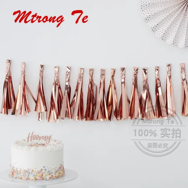 1bag(5pcs) Colorful Rose Gold Tissue Paper Tassels Garland Banner Balloons Ribbon Kids Birthday Party Hen Party Wedding Decor