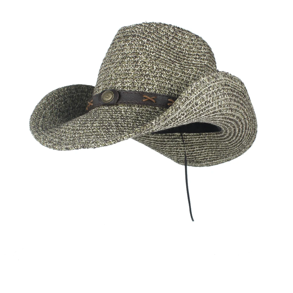 Women's Men's Summer Straw Beach Wide Brim Cowboy Western Cowgirl Hat Sombrero Hombre Beach Cowgirl Jazz Sun Hat